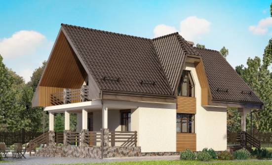 150-001-Л Проект двухэтажного дома с мансардой, гараж, недорогой загородный дом из арболита Заречный | Проекты домов от House Expert
