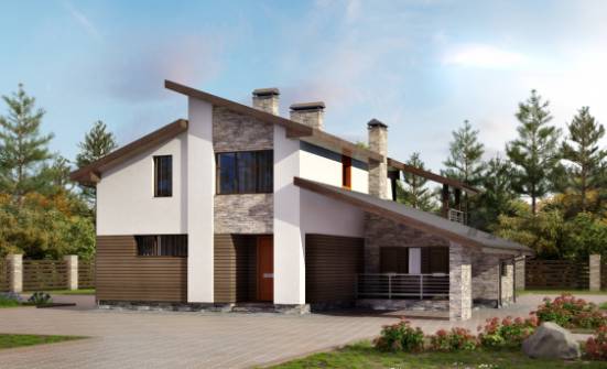 200-010-П Проект двухэтажного дома мансардой и гаражом, средний домик из газосиликатных блоков Сердобск | Проекты домов от House Expert