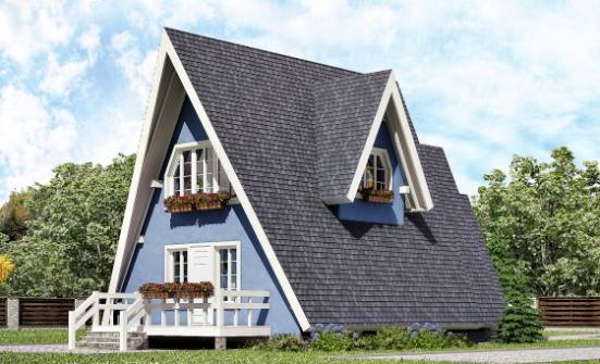 100-002-П Проект двухэтажного дома мансардой, бюджетный домик из бревен Кузнецк | Проекты домов от House Expert