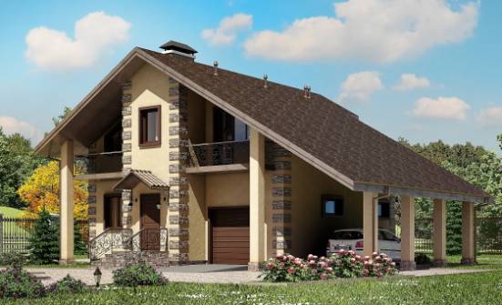 150-003-П Проект двухэтажного дома с мансардой, гараж, классический коттедж из поризованных блоков Кузнецк | Проекты домов от House Expert