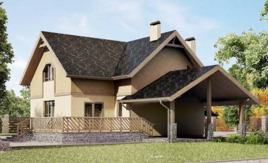 150-011-Л Проект двухэтажного дома с мансардой и гаражом, небольшой домик из блока Пенза | Проекты домов от House Expert