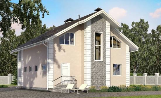 150-002-П Проект двухэтажного дома с мансардным этажом, гараж, скромный загородный дом из арболита Сердобск | Проекты домов от House Expert