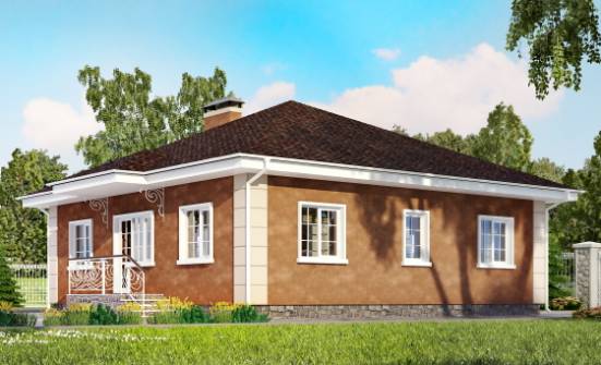 100-001-Л Проект одноэтажного дома, бюджетный дом из теплоблока Кузнецк | Проекты одноэтажных домов от House Expert