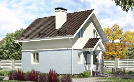 095-002-П Проект двухэтажного дома мансардой, бюджетный дом из поризованных блоков Кузнецк | Проекты домов от House Expert