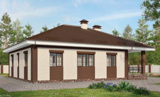 160-015-П Проект одноэтажного дома, гараж, экономичный загородный дом из бризолита Заречный | Проекты домов от House Expert