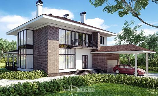 340-001-П Проект двухэтажного дома, гараж, красивый загородный дом из кирпича Кузнецк | Проекты домов от House Expert