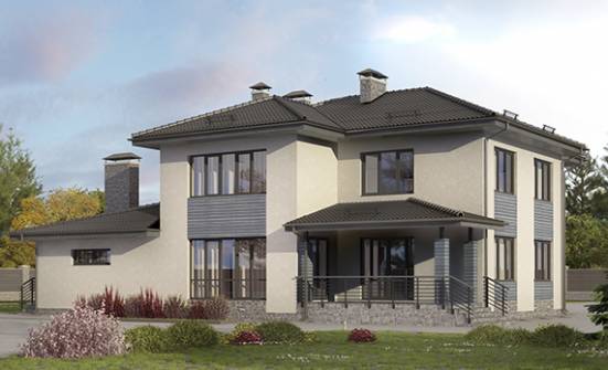 340-005-П Проект двухэтажного дома, гараж, классический загородный дом из бризолита Кузнецк | Проекты домов от House Expert