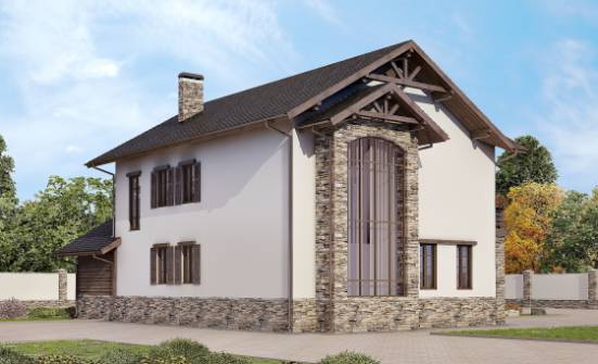 200-005-П Проект двухэтажного дома и гаражом, красивый домик из блока Кузнецк | Проекты домов от House Expert