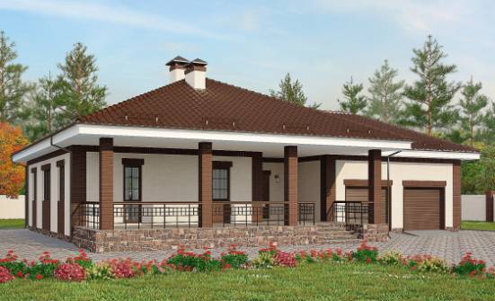 160-015-П Проект одноэтажного дома, гараж, экономичный загородный дом из бризолита Заречный | Проекты домов от House Expert