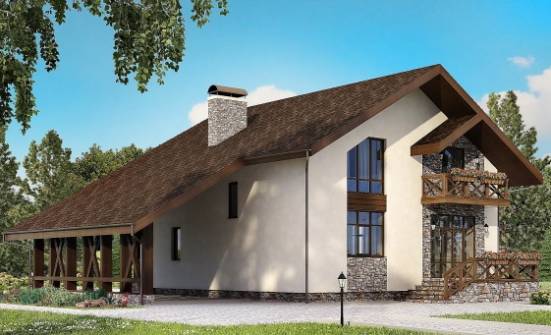 155-007-П Проект двухэтажного дома с мансардой, гараж, красивый загородный дом из теплоблока Пенза | Проекты домов от House Expert