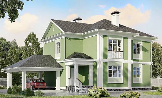 170-001-Л Проект двухэтажного дома, гараж, классический загородный дом из арболита Кузнецк | Проекты домов от House Expert