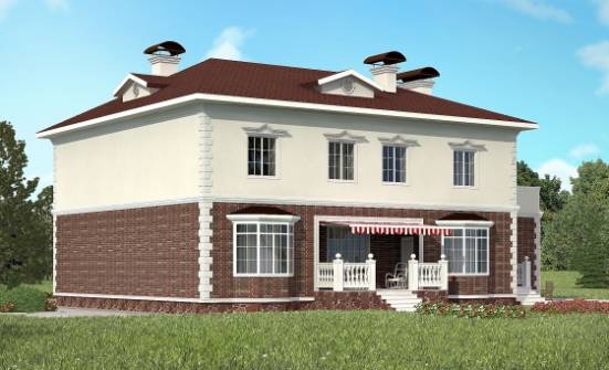 380-001-Л Проект двухэтажного дома и гаражом, огромный загородный дом из кирпича Заречный | Проекты домов от House Expert