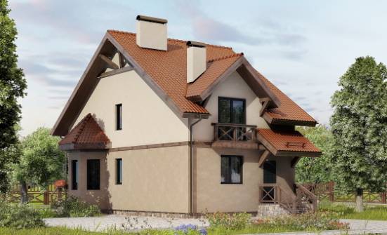 120-003-Л Проект двухэтажного дома мансардой, бюджетный загородный дом из газобетона Сердобск | Проекты домов от House Expert