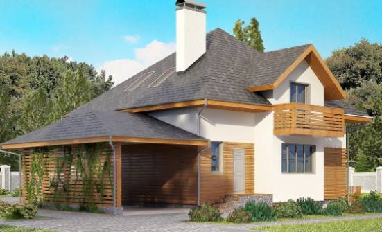 155-004-П Проект двухэтажного дома мансардой и гаражом, бюджетный домик из теплоблока Кузнецк | Проекты домов от House Expert