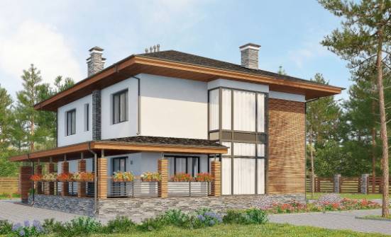305-001-П Проект двухэтажного дома и гаражом, большой дом из пеноблока Каменка | Проекты домов от House Expert