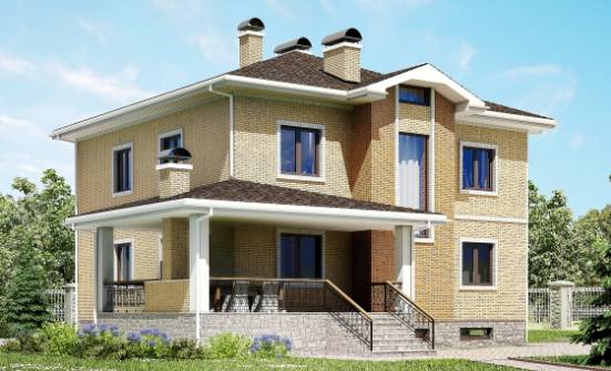 350-002-Л Проект трехэтажного дома, гараж, уютный домик из кирпича Кузнецк | Проекты домов от House Expert