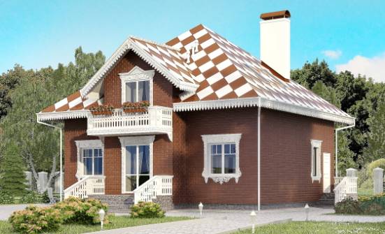 155-003-Л Проект двухэтажного дома с мансардой и гаражом, экономичный коттедж из теплоблока Сердобск | Проекты домов от House Expert