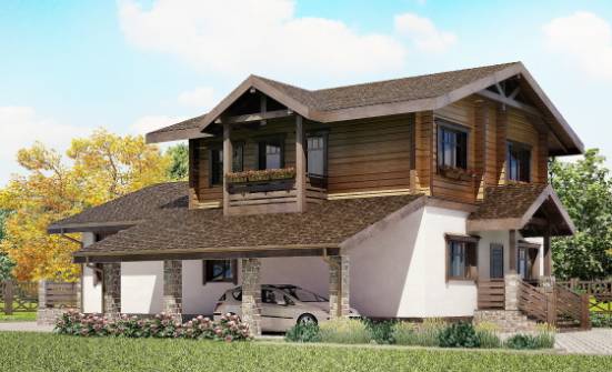 170-004-Л Проект двухэтажного дома с мансардой, гараж, уютный домик из пеноблока из дерева Заречный | Проекты домов от House Expert