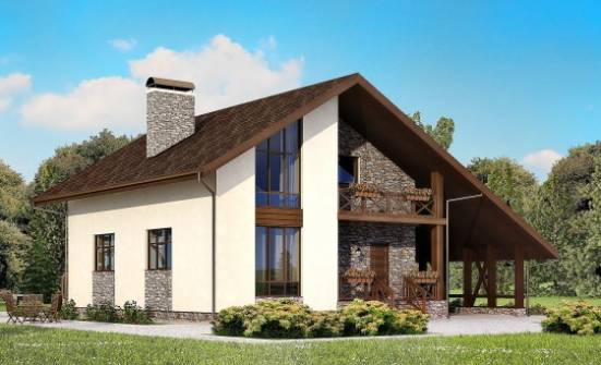 155-007-П Проект двухэтажного дома с мансардой, гараж, красивый загородный дом из теплоблока Пенза | Проекты домов от House Expert