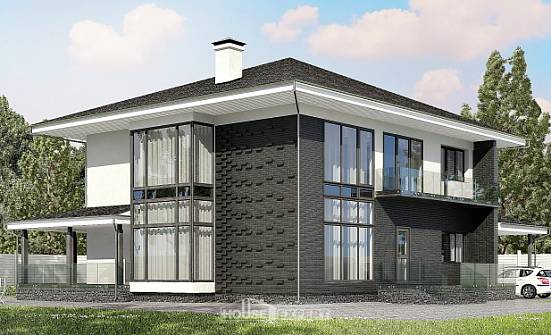 245-002-П Проект двухэтажного дома, гараж, уютный домик из блока Кузнецк | Проекты домов от House Expert