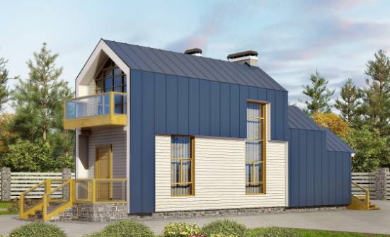 060-006-П Проект двухэтажного дома с мансардой, маленький коттедж из пеноблока Пенза | Проекты домов от House Expert