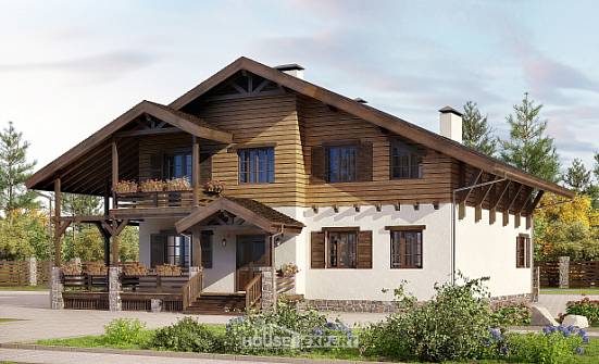 260-001-П Проект двухэтажного дома с мансардой, красивый коттедж из кирпича Сердобск | Проекты домов от House Expert