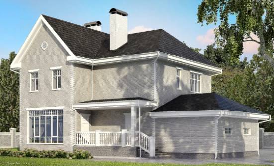 190-001-Л Проект двухэтажного дома, гараж, средний загородный дом из кирпича Каменка | Проекты домов от House Expert
