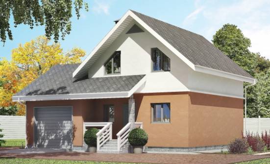 120-002-Л Проект двухэтажного дома с мансардой, гараж, недорогой домик из газобетона Сердобск | Проекты домов от House Expert