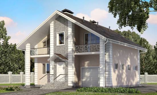 150-002-П Проект двухэтажного дома с мансардным этажом, гараж, скромный загородный дом из арболита Сердобск | Проекты домов от House Expert
