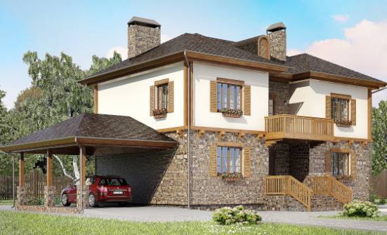 155-006-Л Проект двухэтажного дома, гараж, недорогой домик из пеноблока Заречный | Проекты домов от House Expert