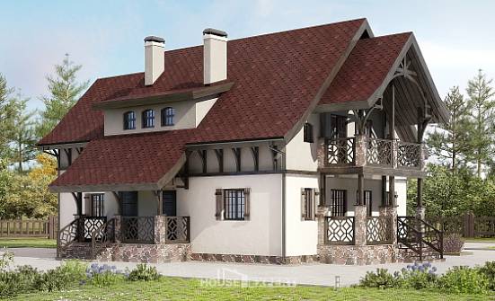 180-014-П Проект двухэтажного дома с мансардой, современный загородный дом из теплоблока Кузнецк | Проекты домов от House Expert