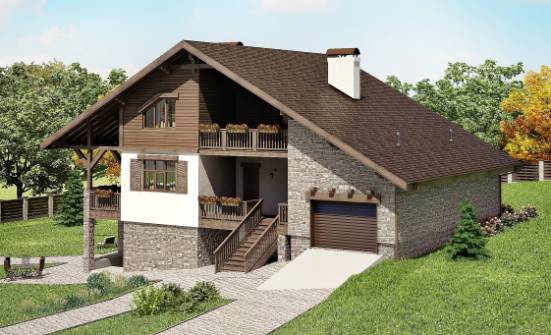 300-003-П Проект трехэтажного дома мансардой, гараж, огромный дом из кирпича Заречный | Проекты домов от House Expert