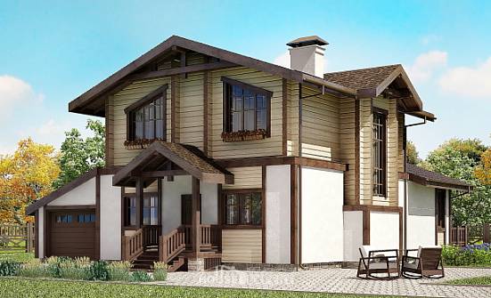 190-004-П Проект двухэтажного дома мансардой, гараж, просторный загородный дом из блока из дерева Пенза | Проекты домов от House Expert