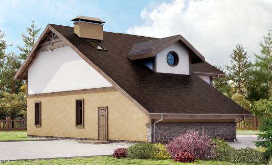 180-011-Л Проект двухэтажного дома с мансардой, гараж, доступный коттедж из пеноблока Пенза | Проекты домов от House Expert
