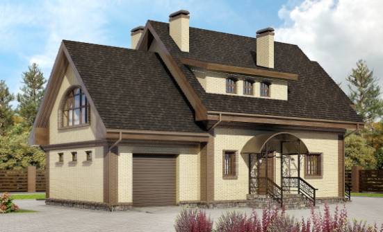 185-003-Л Проект двухэтажного дома с мансардой и гаражом, современный домик из бризолита Пенза | Проекты домов от House Expert