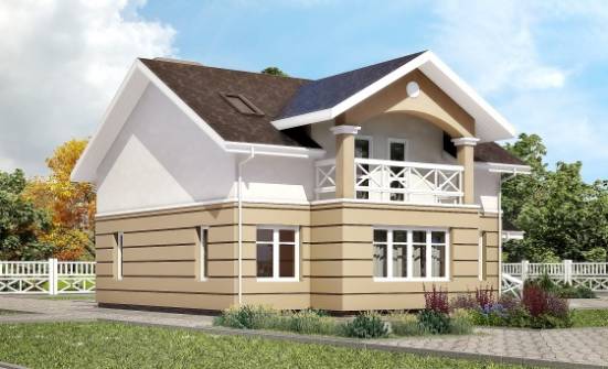 155-009-П Проект двухэтажного дома мансардой, бюджетный дом из газосиликатных блоков Заречный | Проекты домов от House Expert