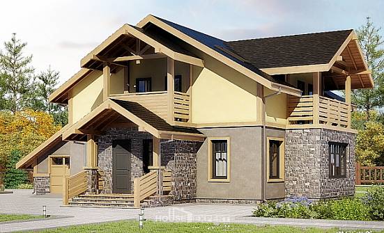 180-011-П Проект двухэтажного дома мансардой, гараж, доступный коттедж из твинблока Пенза | Проекты домов от House Expert
