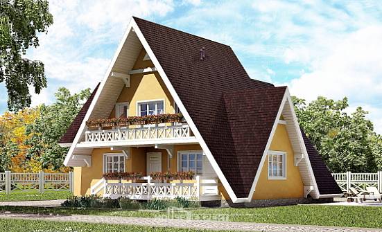 155-008-П Проект двухэтажного дома мансардой, небольшой загородный дом из бревен Каменка | Проекты домов от House Expert