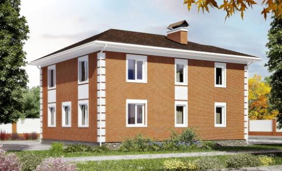 220-004-Л Проект двухэтажного дома и гаражом, средний коттедж из кирпича Сердобск | Проекты домов от House Expert