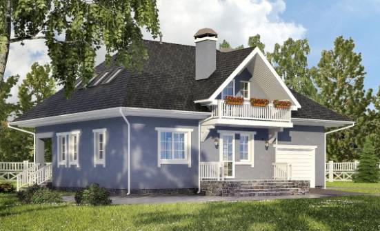 200-001-П Проект двухэтажного дома с мансардой, гараж, современный домик из поризованных блоков Кузнецк | Проекты домов от House Expert