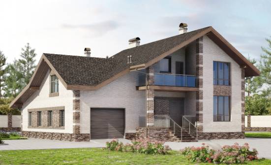 245-005-П Проект двухэтажного дома с мансардным этажом, гараж, красивый домик из арболита Пенза | Проекты домов от House Expert