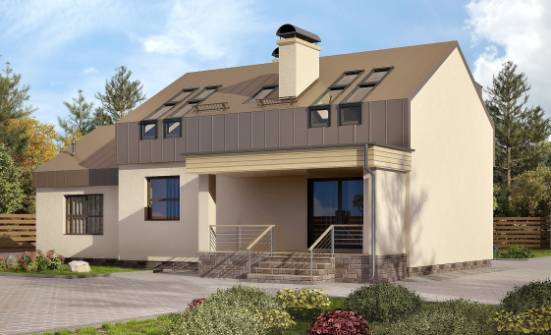 150-015-Л Проект двухэтажного дома мансардой, гараж, небольшой коттедж из теплоблока Пенза | Проекты домов от House Expert