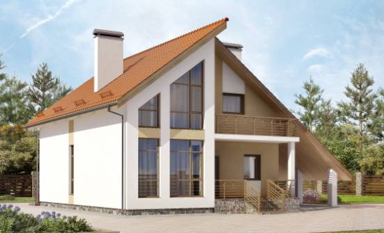 170-009-П Проект двухэтажного дома мансардный этаж и гаражом, бюджетный домик из пеноблока Кузнецк | Проекты домов от House Expert