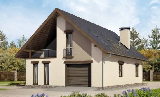 185-005-Л Проект двухэтажного дома с мансардой, гараж, современный коттедж из бризолита Кузнецк | Проекты домов от House Expert