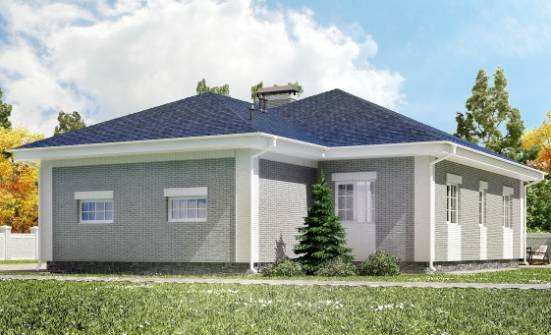 130-002-П Проект одноэтажного дома, гараж, современный загородный дом из газобетона Сердобск | Проекты домов от House Expert