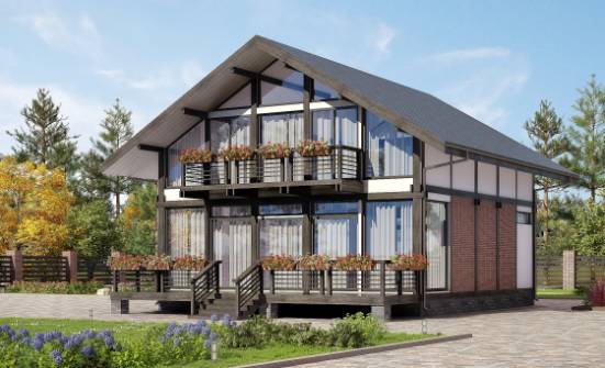 170-007-П Проект двухэтажного дома с мансардой, небольшой дом из бревен Сердобск | Проекты домов от House Expert