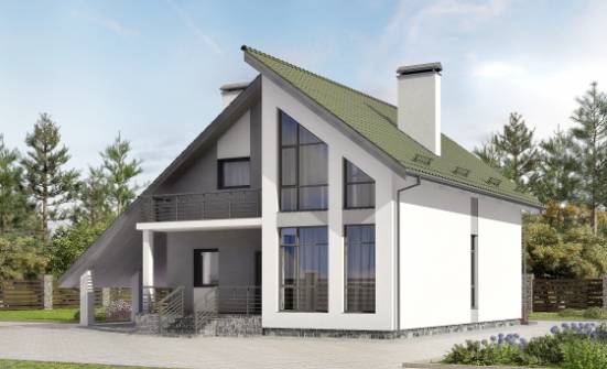 170-009-Л Проект двухэтажного дома мансардный этаж и гаражом, доступный дом из блока Кузнецк | Проекты домов от House Expert