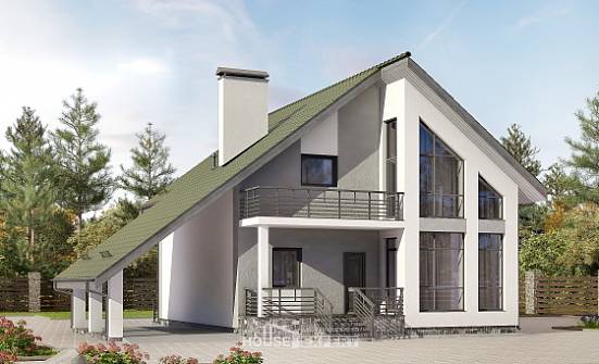 170-009-Л Проект двухэтажного дома мансардный этаж и гаражом, доступный дом из блока Кузнецк | Проекты домов от House Expert