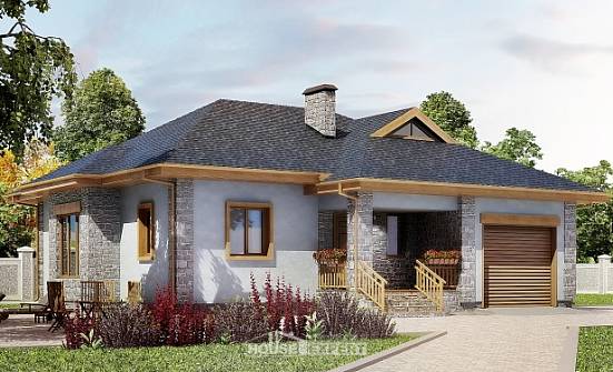 130-006-П Проект одноэтажного дома, гараж, уютный коттедж из пеноблока Кузнецк | Проекты домов от House Expert