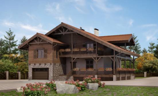 255-002-Л Проект двухэтажного дома с мансардой, гараж, уютный дом из арболита Кузнецк | Проекты домов от House Expert